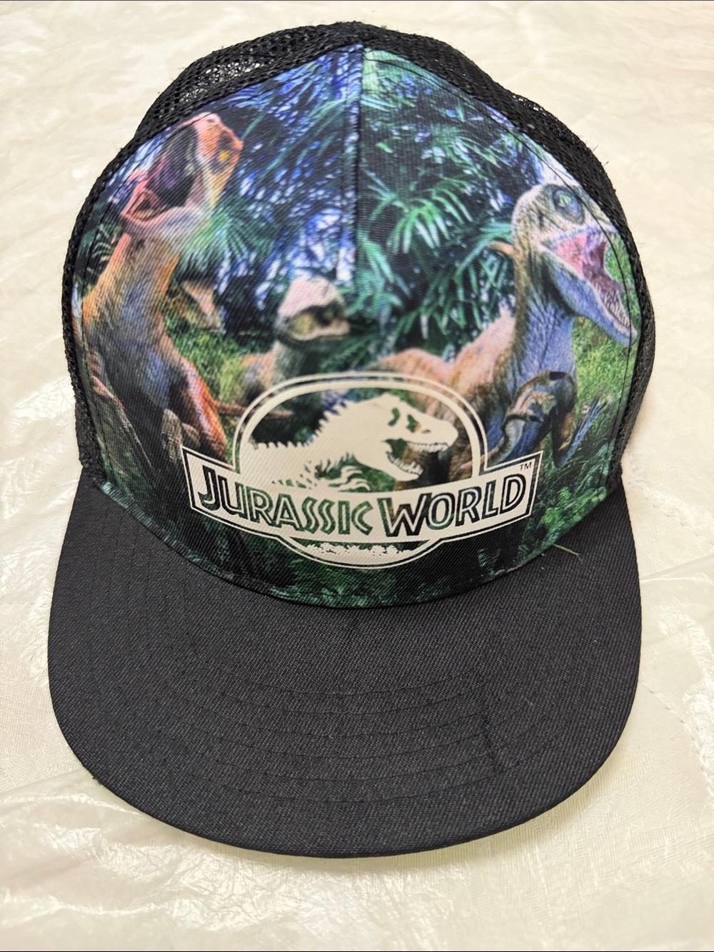 Kids Black & Green Dinosaur Trucker Hat